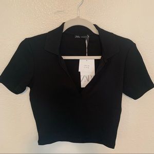 Zara Cropped Polo Shirt